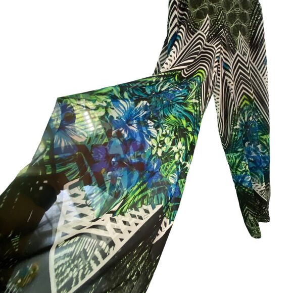 Bisou Bisou Tropical Floral Wide Leg Palazzo Loungewear Bohemian Pants Medium - Picture 8 of 13
